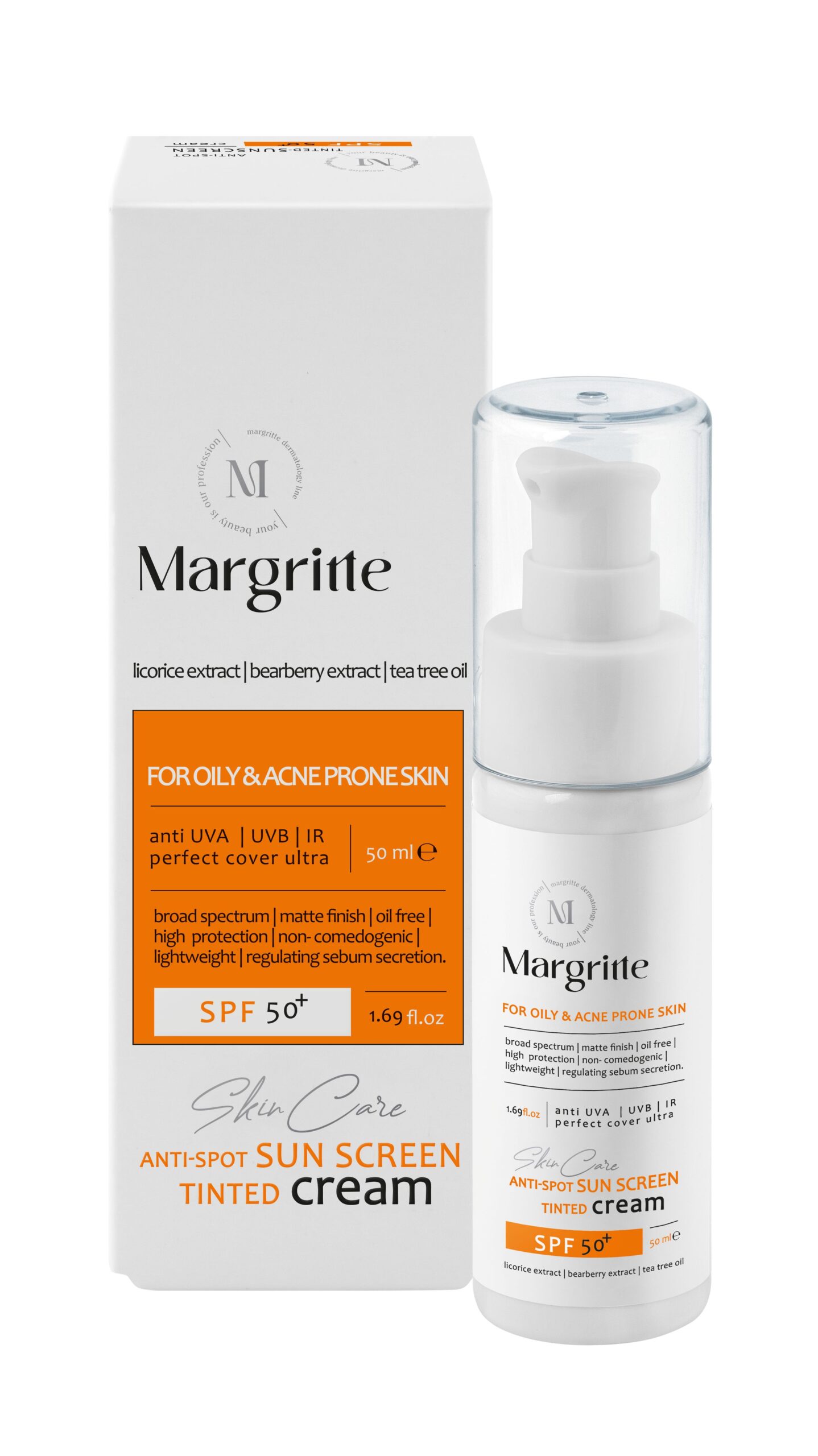 کرم ضدآفتاب و روشن کننده (بژ طبیعی) حجم 50 میلی لیتر Spf 50+ مارگریت کرم ضدآفتاب و روشن کننده (بژ طبیعی) حجم 50 میلی لیتر Spf 50+ مارگریت