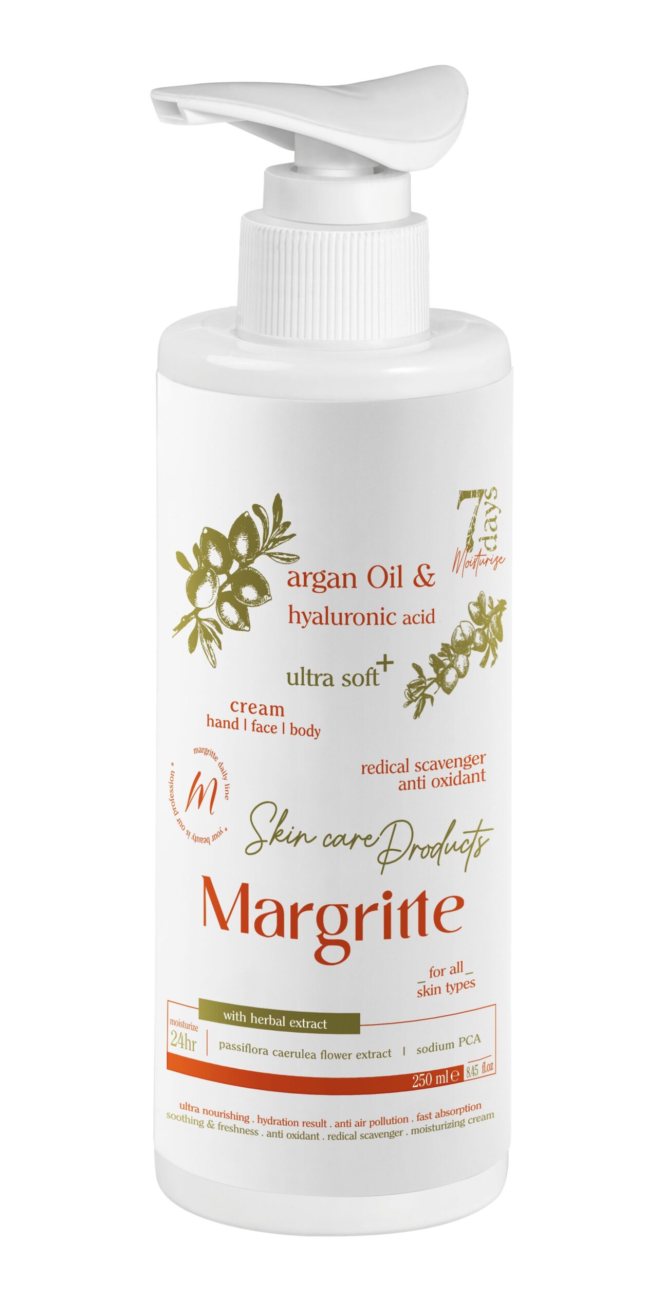 کرم مرطوب کننده آبرسان آرگان حجم 250 میلی لیتر (پمپی) مارگریت کرم مرطوب کننده آبرسان آرگان حجم 250 میلی لیتر (پمپی) مارگریت